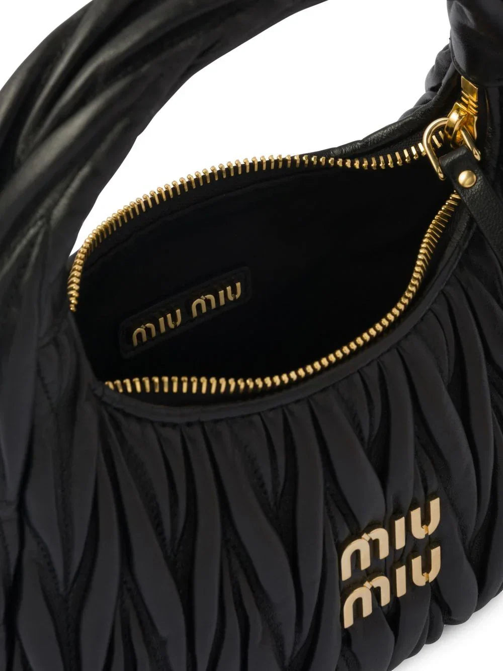 Miu Miu Bag | Wander  Shoulder Bag in Matelassé Nappa Leather "Black"