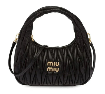 Miu Miu Bag | Wander  Shoulder Bag in Matelassé Nappa Leather "Black"