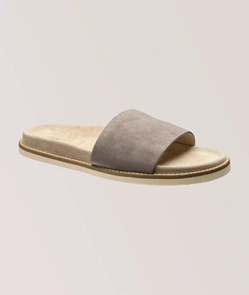 Brunello Cucinelli Suede Contrast Slide Sandals