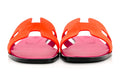 HERMES Suede Goatskin Oran Sandals Orange Synthetique