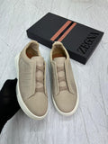 Zegna Crocodile Leather Triple Stitch™ Sneakers – Natural Luxurious Low-Tops
