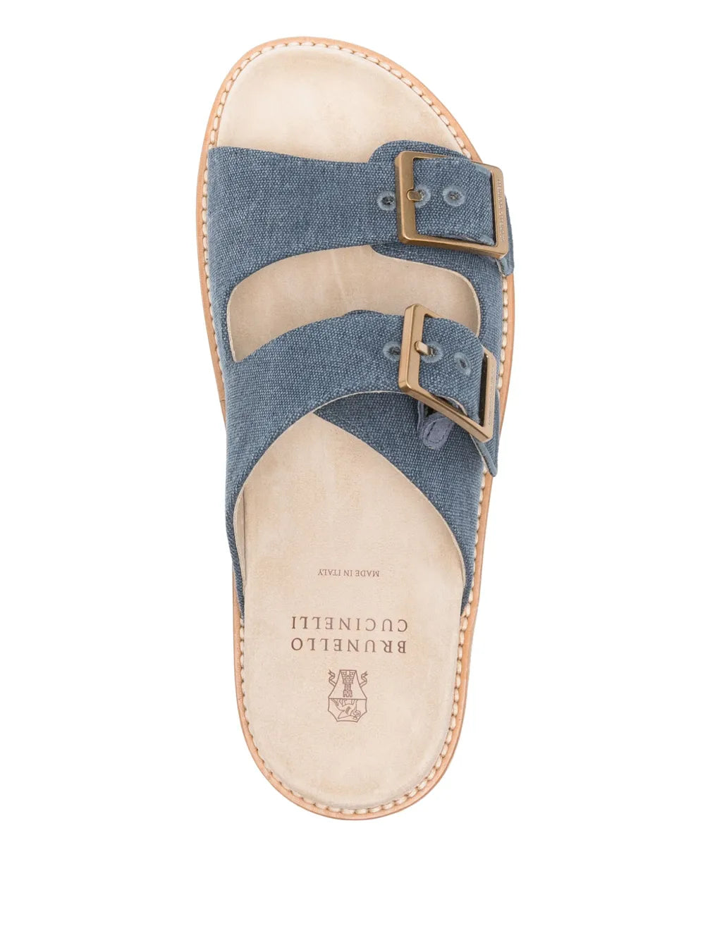 Brunello Cucinelli canvas slides