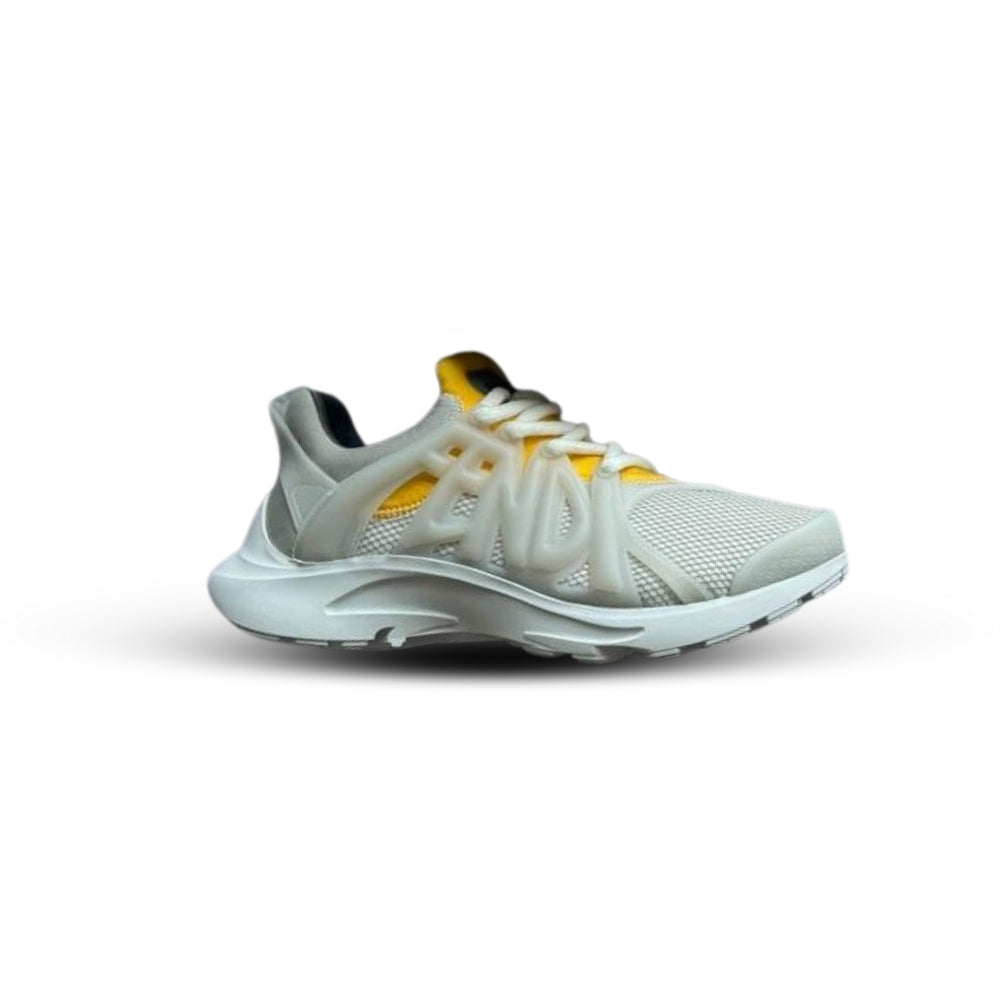 Fendi Men’s Sports Sneakers – Gray with Yellow Accents (Modern Luxury Design)