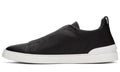 ZEGNA Black Leather Triple Stitch Sneakers