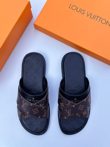 Louis Vuitton brown black leather monogram