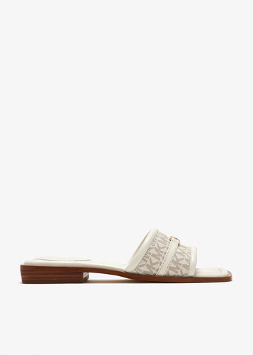 Michael Kors Mandy slide sandals Cream Coated canvas| Women's