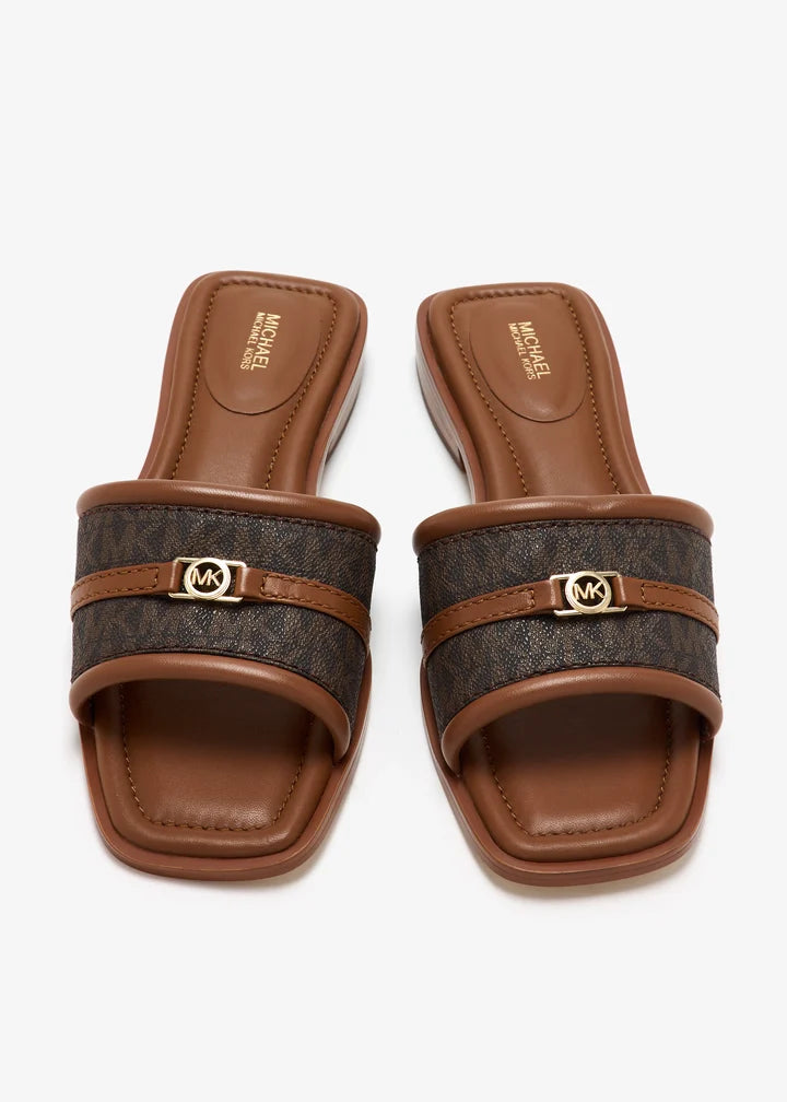 Michael Kors Mandy slide sandals coffee brown| Women's