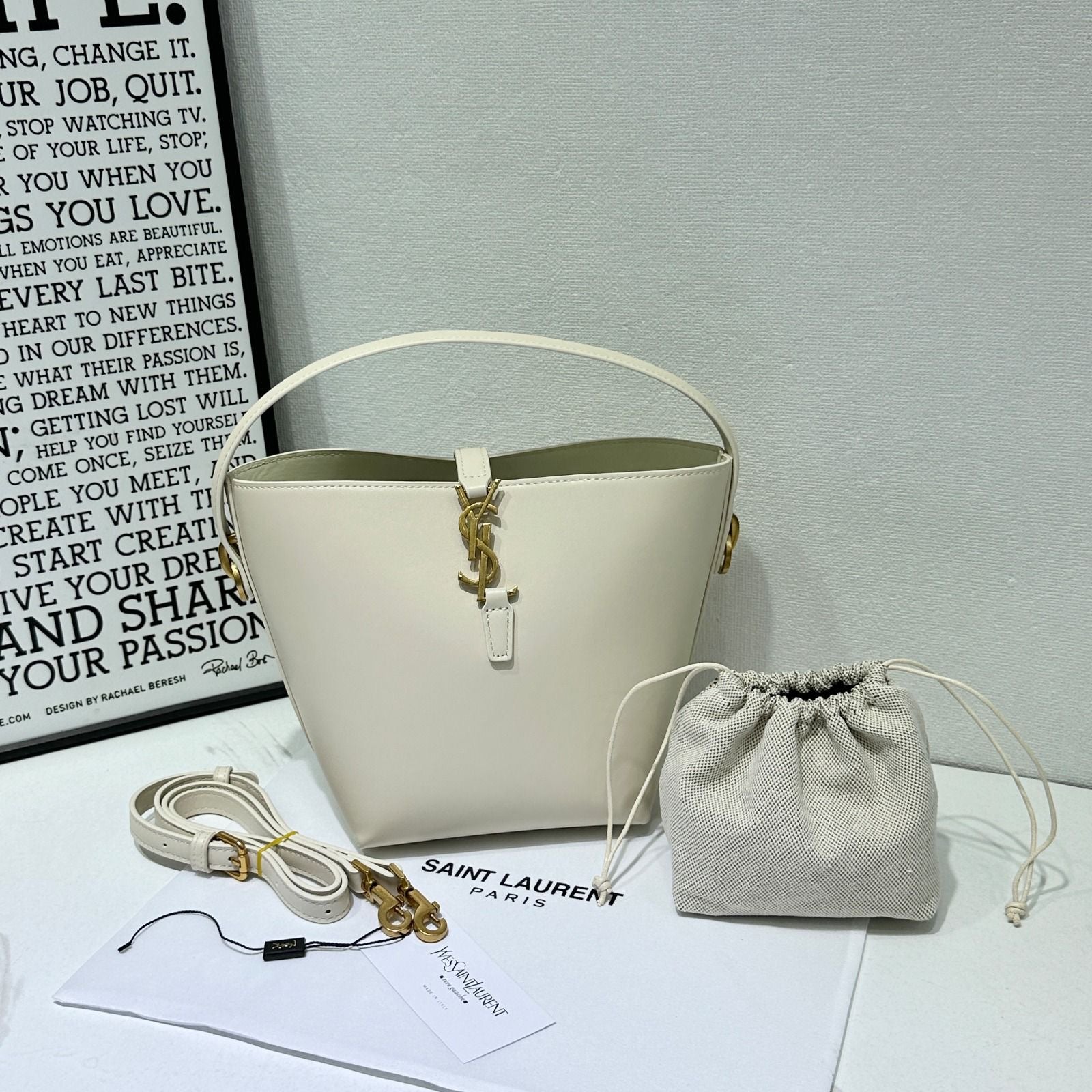 YSL Bag | Le 37 Shiny Leather White Vintage