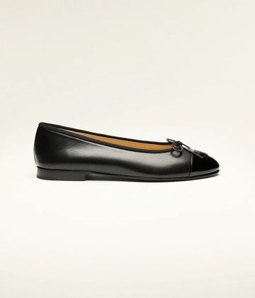 CHANEL Lambskin and Patent Calfskin Cap Toe CC Ballerina black| Women's