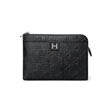 Hermes Wrist Pouch | Black Embossed Pattern