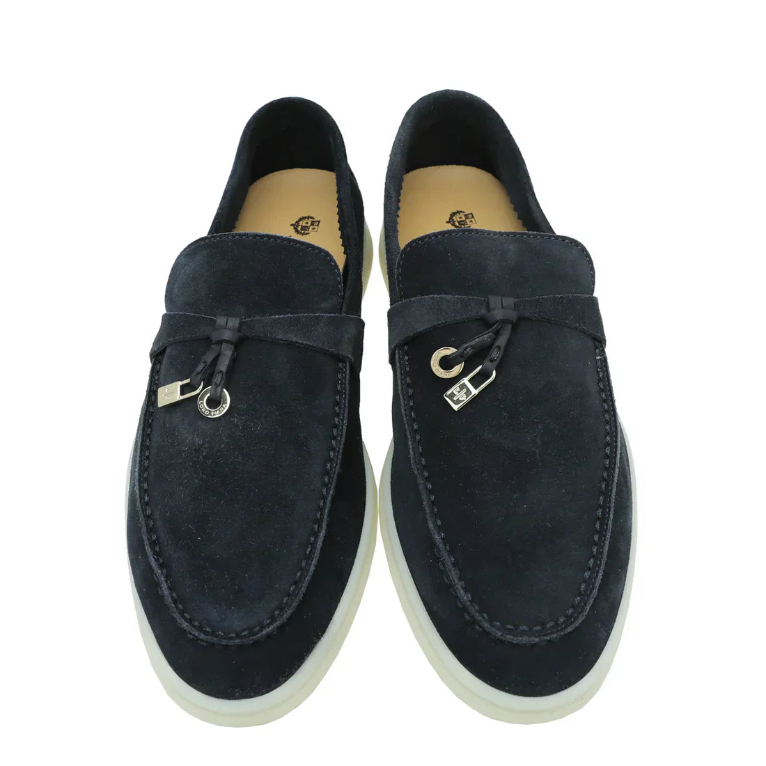 Loro Piana Argo Blue Melange Summer Charms Moccasin