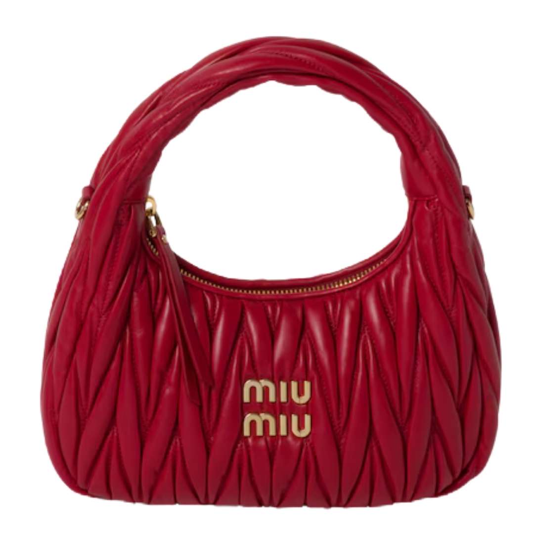Miu Miu Bag | Wander Shoulder Bag in Matelassé Nappa Leather "Red"