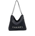 Chanel Bag | Hobo Shoulder Bag With A Ribbed Texture And Silver Chain Straps.