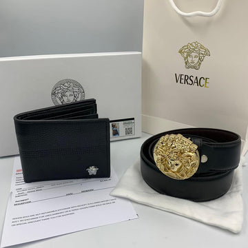 Versace All Black Wallet Belt