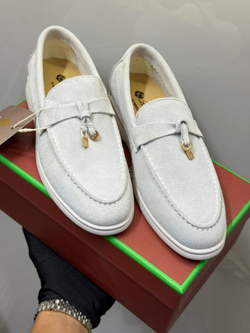 Loro Piana Summer Charms Walk soft Grey suede| Women's