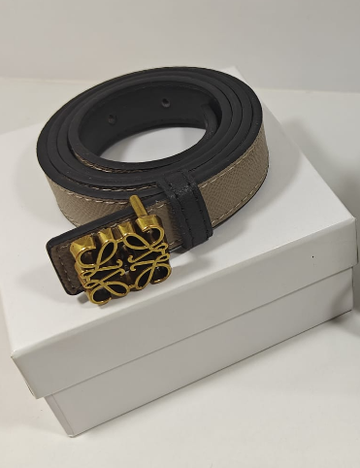Loewe Anagram Leather Belt Grey