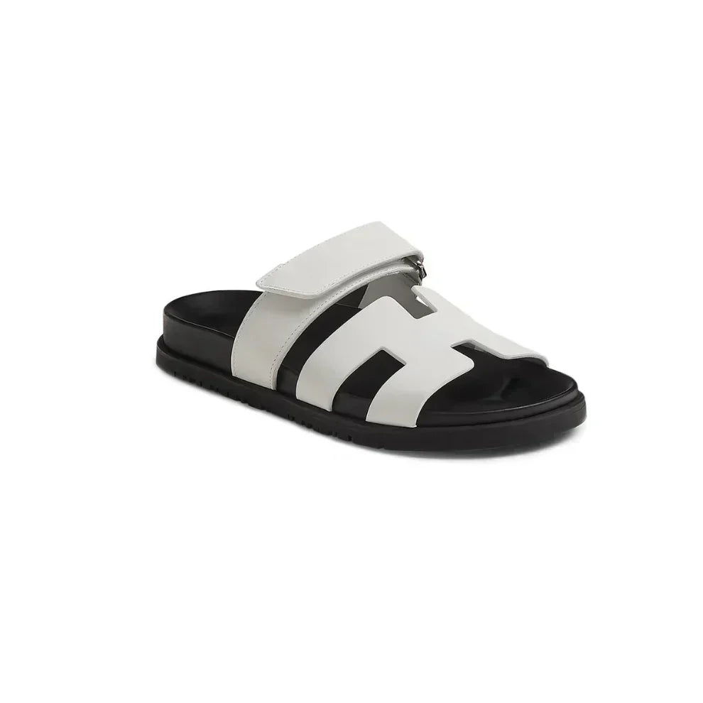 Hermes Chypre Sandals "White Leather"