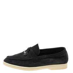 Loro Piana Black Suede Summer Charms Walk Slip| Women's