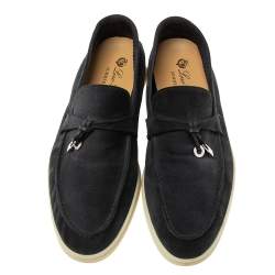 Loro Piana Black Suede Summer Charms Walk Slip| Women's