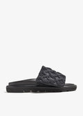 Louis Vuitton Black Monogram Nylon Velcro Flats Slides
