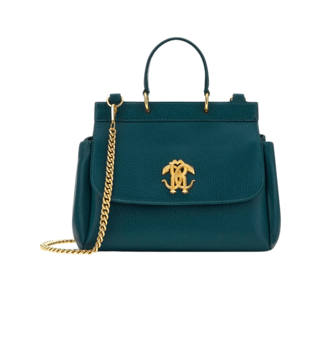 Roberto Bag | Cavalli Shoulder Bag With Mirror Snake Monogram